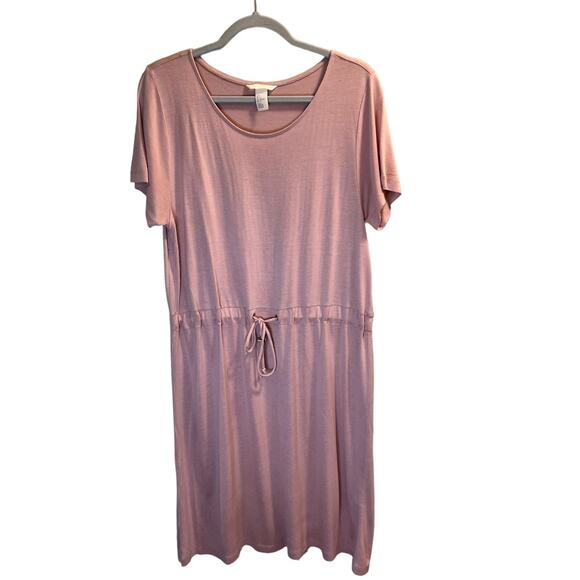 H&M Women's Pale Pink Knit Round Neck Short Sleeve Mini Dress Size Large - Picture 10 of 10